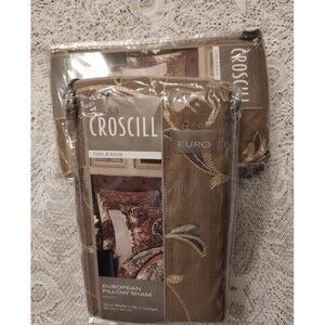 Lot of 2 CROSCILL Orleans PILLOW SHAMS embroidered Euro size a 26" X 26" NEW